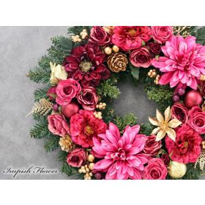 クリスマスリース 豪華 造花 壁掛け 45cm...の詳細画像1