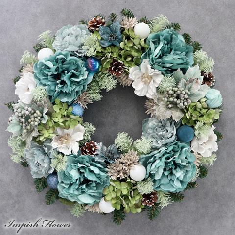 クリスマスリース 玄関 特大 50cm 豪華 造花 クリスマス リース おしゃれ 大きい W-102...