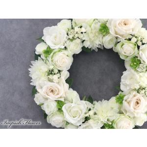 造花 リース 豪華 白 バラ 特大 大型 大き...の詳細画像1