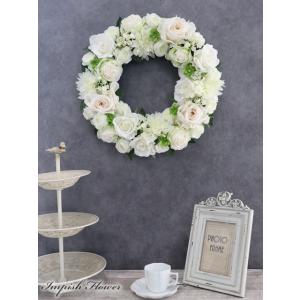 造花 リース 豪華 白 バラ 特大 大型 大き...の詳細画像2