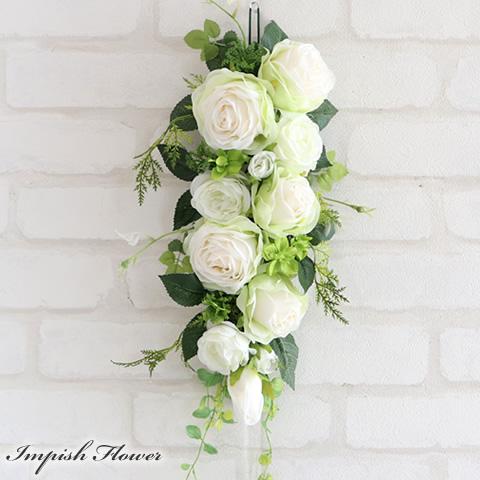 造花 リース 壁掛け バラ インテリア スワッグ フラワーリース W-1062