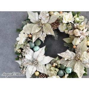 クリスマスリース 造花 ポインセチア 50cm...の詳細画像1
