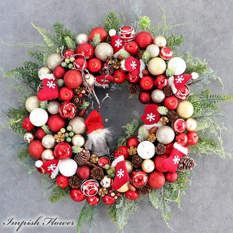 クリスマスリース 豪華 造花 壁掛け 50cm クリスマス リース 大きい 大型 おしゃれ 玄関 W...