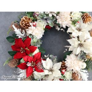 クリスマスリース 豪華 造花 壁掛け 45cm...の詳細画像1