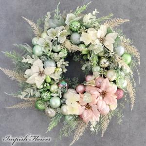 クリスマスリース 造花 ポインセチア 48cm ...の商品画像