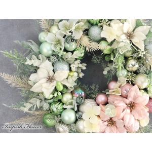 クリスマスリース 造花 ポインセチア 48cm...の詳細画像1