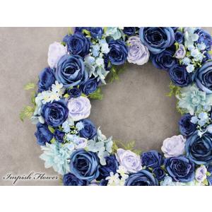 造花 リース バラ 豪華 青 大型 大きい ア...の詳細画像1