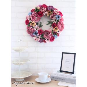 造花 リース 玄関 豪華 42cm 壁掛け フ...の詳細画像2