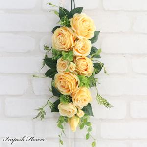 造花 リース 壁掛け バラ 黄色 インテリア ス...の商品画像