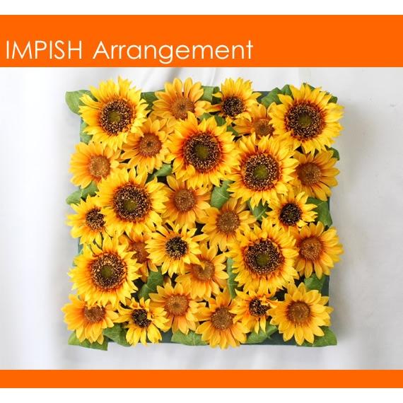 造花 リース 壁掛け ひまわり インテリア アレンジメント 四角  W-506