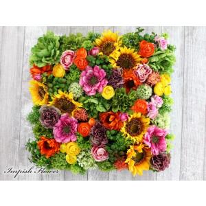 造花 リース 壁掛け アーティフィシャルフラワー インテリア 四角  W-592