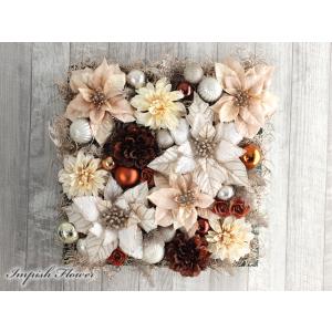 クリスマスリース 玄関 造花 クリスマス リース ポインセチア アートフラワー 四角 W-664