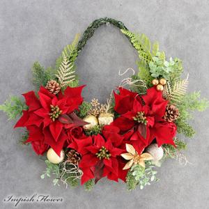 クリスマスリース ポインセチア 玄関 特大 豪華 造花 クリスマス