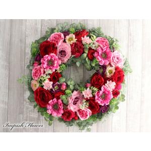 造花 リース 特大 豪華 壁掛け アーティフィシャルフラワーリース フラワーリース 大きい W-97...