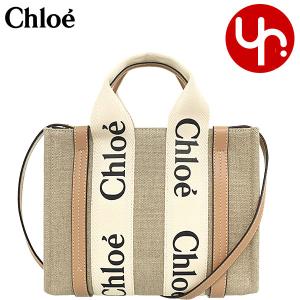 クロエ chloe バッグ トートバッグ CHC22AS397 I26 ホワイト×ベージュ WOODY ウッディ リネン キャンバス ロゴ リボン スモール ショルダー トート レディース｜import-collection-yr