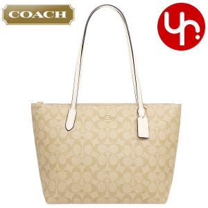 コーチ COACH バッグ トートバッグ F04455 4455 ライトカーキ×チョーク シグネチャー PVC レザー ジップ トップ トート アウトレット レディース｜import-collection-yr