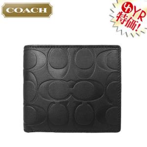 コーチ COACH 財布 二つ折り財布 F74531 ブラック シグネチャー エンボスド レザー コイン ウォレット アウトレット メンズ