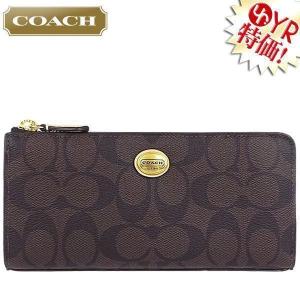 コーチ COACH 財布 長財布 F50174 ブラウン×タン ペイトン シグネチャー スリム ジップ アウトレット レディース