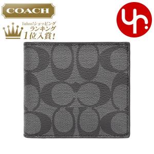 【48時間限定ポイント2％】コーチ COACH 財布 二つ折り財布 F75006 チャコール×ブラック シグネチャーPVC レザー コイン ウォレット アウトレット メンズ｜import-collection-yr