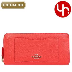 コーチ COACH 財布 長財布 F54007 ウォーターメロン ラグジュアリー クロスグレーン レザー アコーディオン ジップ アラウンド アウトレット レディース
