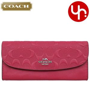 コーチ COACH 財布 長財布 F26460 ホットピンク ラグジュアリー デボスド シグネチャー レザー ソフト ウォレット アウトレット レディース