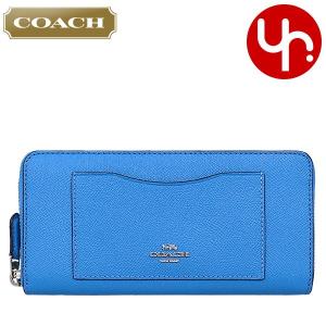 コーチ COACH 財布 長財布 F54007 ブライトブルー ラグジュアリー クロスグレーン レザー アコーディオン ジップ アラウンド アウトレット レディース