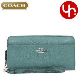 コーチ COACH 財布 長財布 F89968 89968 ダークターコイズ ペブルド レザー スネーク トリム ジップ ウォレット（ストラップ付き） アウトレット レディース