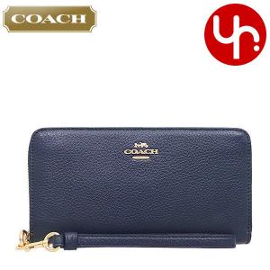 コーチ COACH 財布 長財布 FC4451 C4451 ミッドナイト ペブルド レザー ロング ジップ アラウンド ウォレット （ストラップ付き） アウトレット レディース｜import-collection-yr