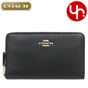 【48時間限定ポイント2％】コーチ COACH 財布 二つ折り財布 FC4124 C4124 ブラック ラグジュアリー ペブルド レザー ミディアム ジップ アウトレット レディース｜import-collection-yr