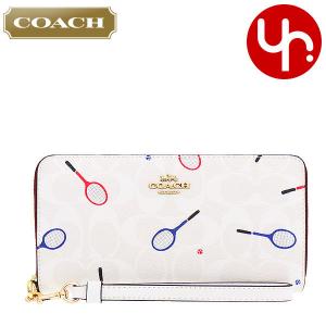 コーチ COACH 財布 長財布 FC8385 C8385 チョークマルチ シグネチャー PVC レザー ラケット プリント ウォレット ストラップ付き アウトレット レディース｜import-collection-yr