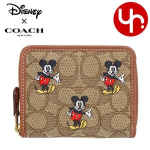 コーチ COACH 財布 二つ折り財布 FCN035 CN035 カーキ×レッドウッドマルチ ディズニー コラボ ミッキーマウス スモール ウォレット アウトレット レディース｜import-collection-yr