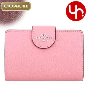 コーチ COACH 財布 二つ折り財布 F06390 6390 フラワーピンク クロスグレーン レザー ミディアム コーナー ジップ ウォレット アウトレット レディース｜import-collection-yr