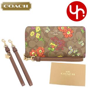 コーチ COACH 財布 長財布 FCR632 CR632 カーキマルチ シグネチャー フラワー PVC ウォレット ストラップ 3点セット ボックス付き アウトレット レディース｜import-collection-yr