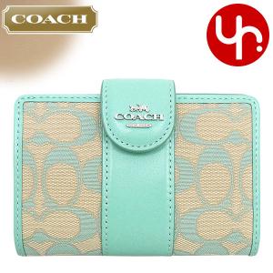コーチ COACH 財布 二つ折り財布 FCT922 CT922 フェイデッドブルー シグネチャー ジャカード ミディアム コーナー ジップ ウォレット アウトレット レディース