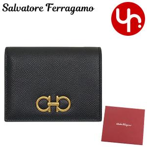 【期間限定ポイント2％】サルヴァトーレ フェラガモ Salvatore Ferragamo 財布 二つ折り財布 22 D780 ネロ ダブル ガンチーニ カーフ レザー コンパクト ウォレ｜import-collection-yr