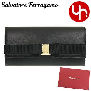 サルヴァトーレ フェラガモ Salvatore Ferragamo 財布 長財布 22 E008 ネロ ニュー ヴァラ リボン カーフ レザー ロング フラップ ウォレット レディース｜import-collection-yr