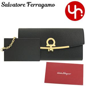 サルヴァトーレ フェラガモ Salvatore Ferragamo 財布 長財布 22 D150 ネロ ガンチーニ クリップ クロージャー レザー ウォレット カードケース付き レディース｜import-collection-yr