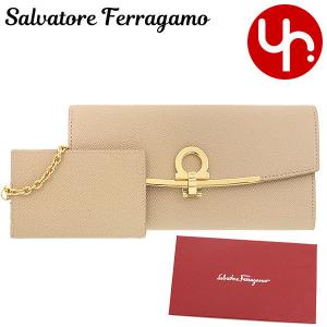 サルヴァトーレ フェラガモ Salvatore Ferragamo 財布 長財布 22 D150 マカダミア ガンチーニ クリップ クロージャー レザー ウォレット レディース｜import-collection-yr