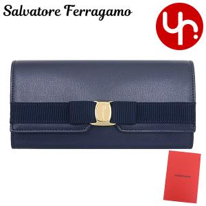 【48時間限定ポイント2％】サルヴァトーレ フェラガモ Salvatore Ferragamo 財布 長財布 22 E008 ミッドナイト ニュー ヴァラ リボン レザー ロング フラップ ウ｜import-collection-yr