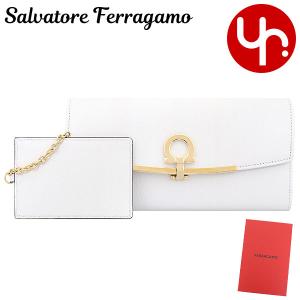 【48時間限定ポイント2％】サルヴァトーレ フェラガモ Salvatore Ferragamo 財布 長財布 22 D150 オプティックホワイト×ネロ ガンチーニ クロージャー レザー｜import-collection-yr