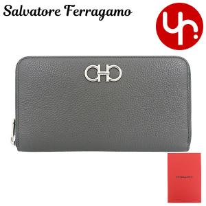 サルヴァトーレ フェラガモ Salvatore Ferragamo 財布 長財布 22 0405 ダークグレー ダブル ガンチーニ カーフ レザー ロング ウォレット レディース｜import-collection-yr