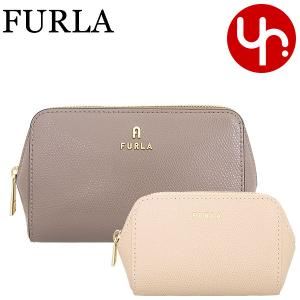 フルラ FURLA 小物 ポーチ WE00453 ARE000 スタッコグレー×バレリーナ フルラ カメリア グレインレザー コントラストカラー コスメティック ケース レディース｜import-collection-yr