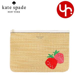 ケイトスペード kate spade 小物 ポーチ WLR00516 ナチュラル ピクニック イン ザ パーク ストロベリー ストロー ラージ ジップ ポーチ アウトレット レディース｜import-collection-yr