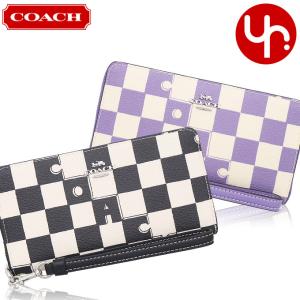 コーチ COACH 財布 長財布 FCR622 CR622 チェッカーボード PVC ジップ アラウンド ウォレット （ストラップ付き） アウトレット レディース｜import-collection-yr