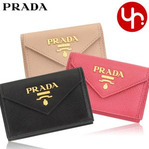 プラダ PRADA 財布 三つ折り財布 1MH021 QWA サフィアーノ レザー メタル レタリング ロゴ ミニ トライフォールド ウォレット レディース