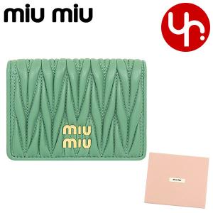 ミュウミュウ miumiu 小物 カードケース 5MC103 2FPP サルビア マテラッセ レザー メタル ロゴ カードケース レディース｜import-collection-yr