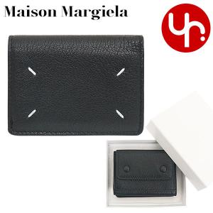 メゾンマルジェラ Maison Margiela 財布 三つ折り財布 SA3UI0012 P4806 ブラック 4ステッチ ゴート レザー ミニ フラップ ウォレット レディース