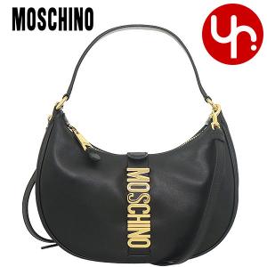 モスキーノ MOSCHINO バッグ ショルダーバッグ A7472 8008 ブラック モスキーノ ゴールド レタリング ロゴ ベルト レザー ホーボー レディース｜import-collection-yr