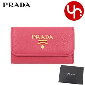 プラダ PRADA 小物 キーケース 1PG222 QWA ペオニア サフィアーノ レザー メタル ロゴ 6連 アウトレット レディース｜import-collection-yr