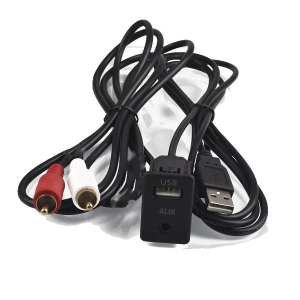 車載2 RCA AUX USB オス ダッシュボード 2RCA アダプター トヨタ ホンダ BMW ...
